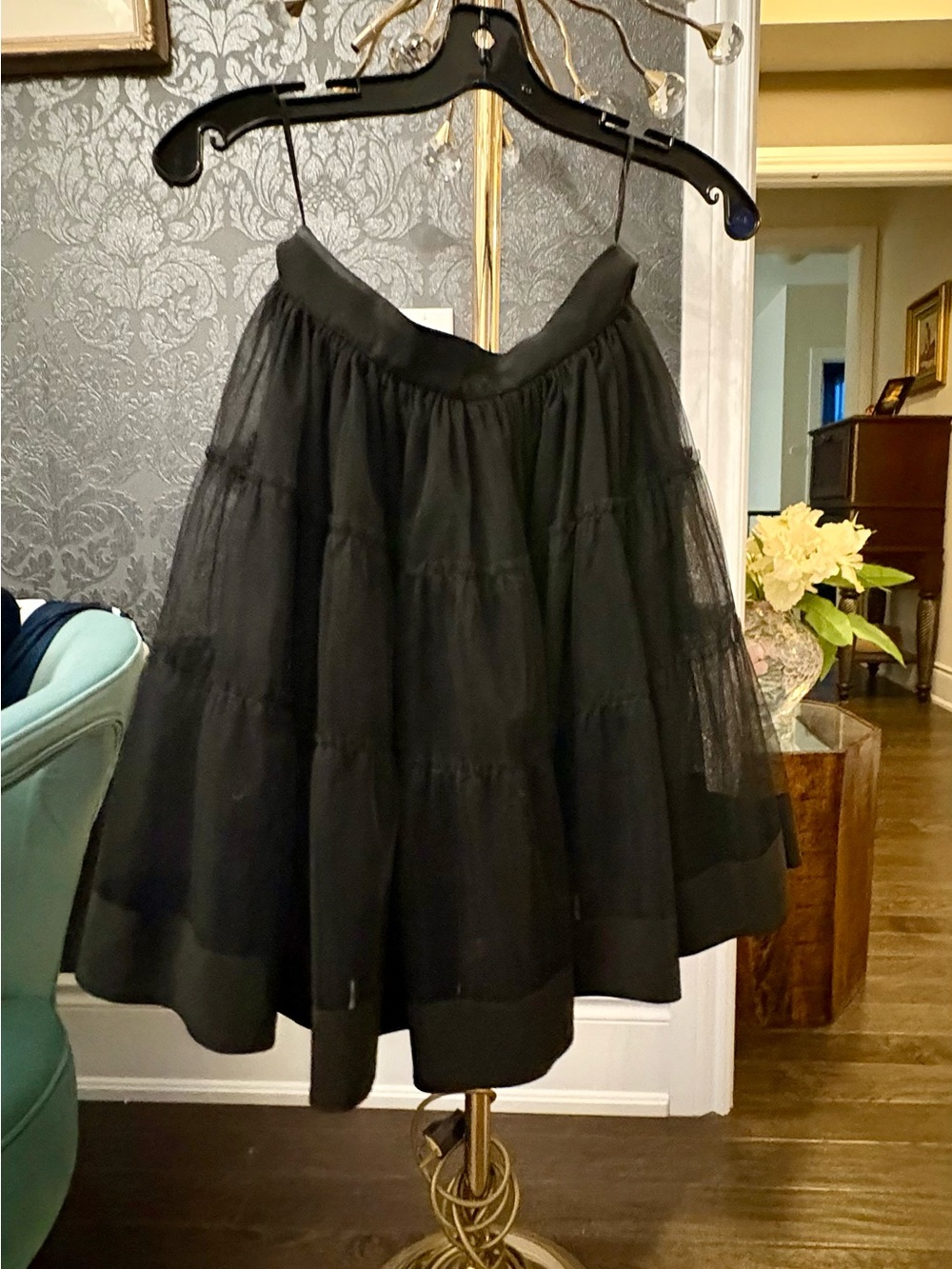 Moschino Black Tiered Tulle Circle Skirt